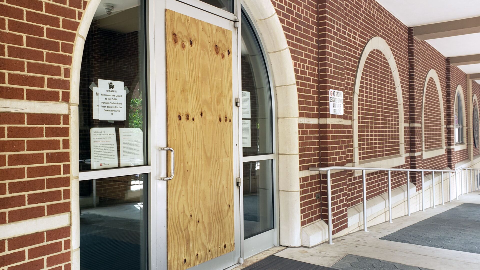 Protest damage in Lancaster